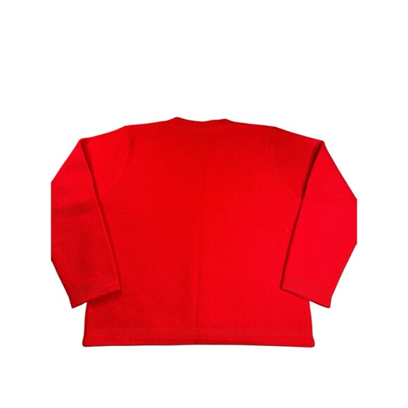 Vintage Pendleton Boiled Wool Cardigan Scalloped Hem Cherry Red Large Cottage - Picture 9 of 9